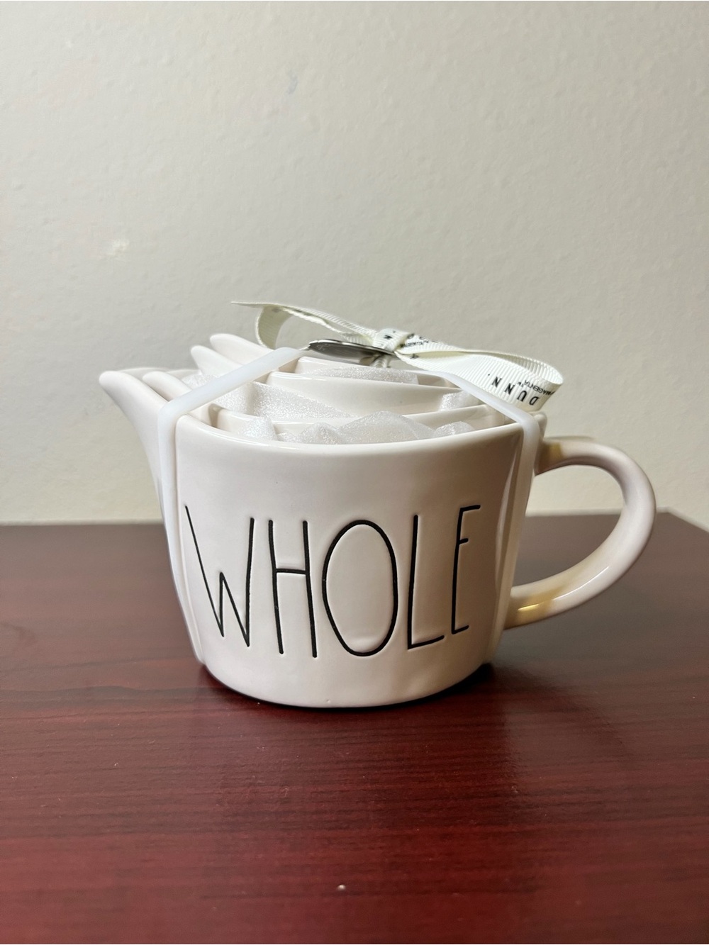 Rae Dunn White Ceramic Measuring Cup Set with Lettering